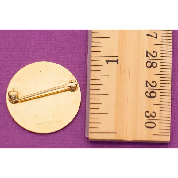 Vintage Monogram Initials Gold Plated Brooch by Lamode karatclad - Q4 - Picture 2 of 2